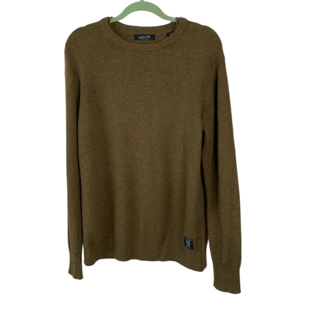 Scotch & Soda Nepped Pullover Wool Blend Sweater Military Melange Size Large